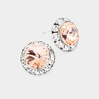 Rivoli Cut Genuine Crystal Round Stud Earrings