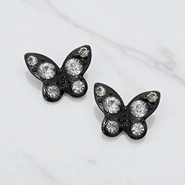 Crystal butterfly stud earrings