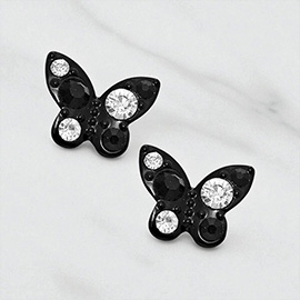 Crystal butterfly stud earrings