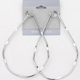 Metal Teardrop Pin Catch Hoop Earrings