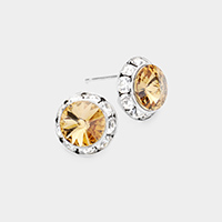 Rivoli Cut Genuine Crystal Round Stud Earrings