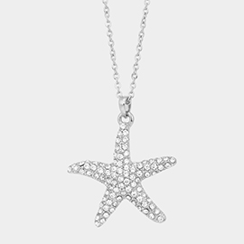 Crystal Pave Starfish Pendant Necklace