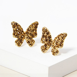 Rhinestone Pave Butterfly Stud Earrings