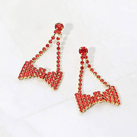 Crystal Rhinestone Bow Evening Earrings