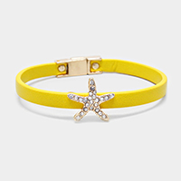 Faux Leather Starfish Detail Magnetic Bracelet