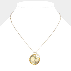 Seahorse Crystal Medallion Chain Necklace