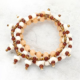Howlite Bead Spike Stretchable Bracelet / Necklace