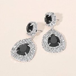 Glass Crystal Teardrop Evening Earrings