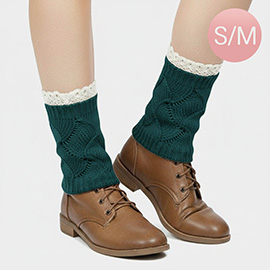 Lace Trim Knit Leg Warmer Boot Topper
