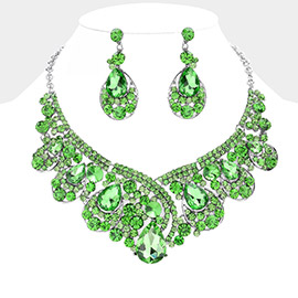 Glass Crystal Teardrop Bubble Evening Necklace