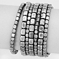 7 PCS - Metal Bead Stack Stretch Multi Layered Bracelets