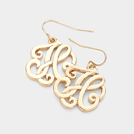 -H- Script Monogram Initial Earrings