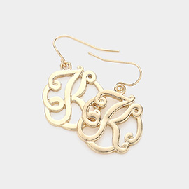 -K- Script Initial Monogram Earrings