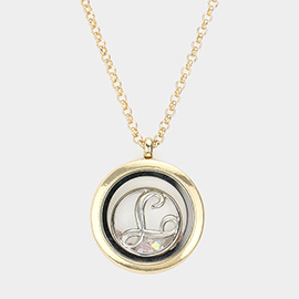 'T' Initial Monogram Floating Locket Pendant Necklace