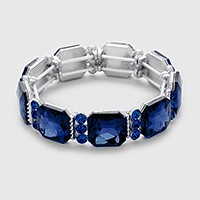 Emerald Cut Glass Crystal Stretch Evening Bracelet