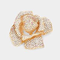 Crystal Pave Rose Brooch