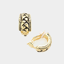Textured Metal Clip on Earrings