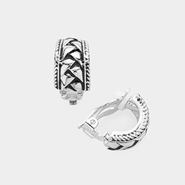 Textured Metal Clip on Earrings