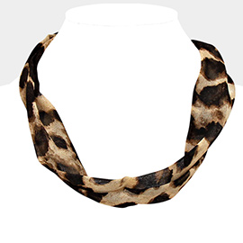 Leopard Patterned Fabric Necklace