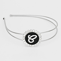 -E- Crystal Accented Initial Monogram Headband