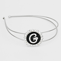 -G- Crystal Accented Initial Monogram Headband