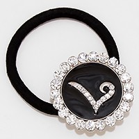 'L' Crystal Accented Initial Monogram Ponytail Hair Band