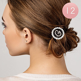 -G- 12PCS - Crystal Accented Initial Monogram Ponytail Hair Bands