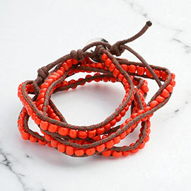 Boho Bead Long Wrap Bracelet