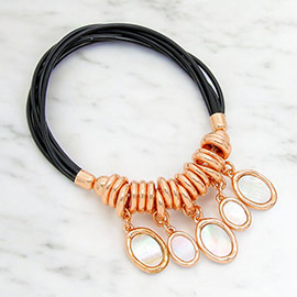 Mother of Pearl Charm Multi-Strand Stretch Bracelet