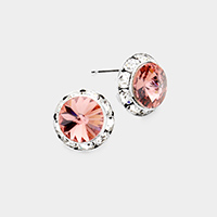 Rivoli Cut Genuine Crystal Round Stud Earrings
