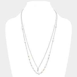 Double Layer Crystal Pearl Necklace