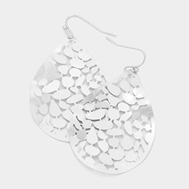 Hammered Metal Cutout Teardrop Earrings