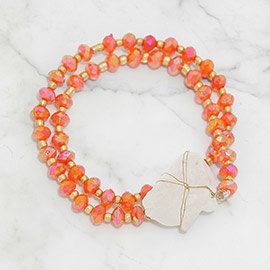 Raw quartz accented bead strand wrap stretch bracelet