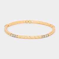 Crystal accented semi cuff bracelet