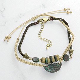 2PCS - hammered metal disc cinch bracelets