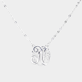 N - Circle Script Initial Monogram Pendant Necklace