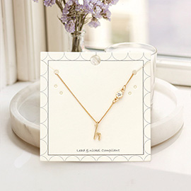 H - Small Letter Initial Monogram Pendant Necklace with Crystal