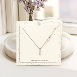 L - Small Letter Initial Monogram Pendant Necklace with Crystal
