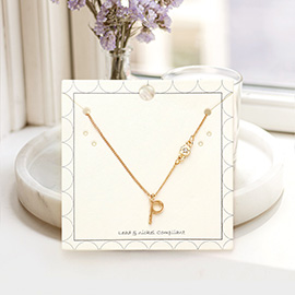 P - Small Letter Initial Monogram Pendant Necklace with Crystal