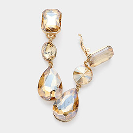 Triple Glass Crystal Drop Clip On Earrings