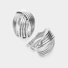 Embossed Metal Clip On Earrings