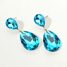 Glass Crystal Teardrop Evening Earrings