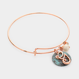 -G- Initial Monogram Pearl Charm Bracelet