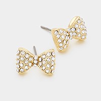 Crystal bow stud earrings