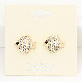 Crystal Pave Fish Stud Earrings