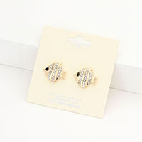 Rhinestone Pave Fish Stud Earrings