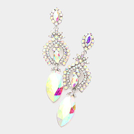 Marquise Glass Crystal Dangle Evening Earrings