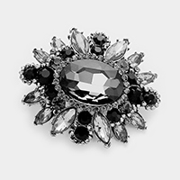 Oval Center Stone Pointed Brooch / Pendant