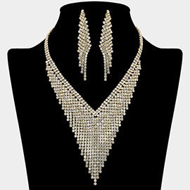 Crystal Rhinestone Marquise V-Collar Necklace
