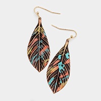 Metal Leaf Dangle Earrings